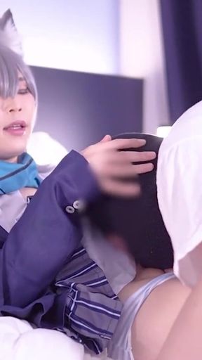 Powerful moment from &quot;Enjoying Rough sex with Blue Archive Shiroko cosplayer, hentai shemale Femboy Crossdresser cosplay 1&quot;