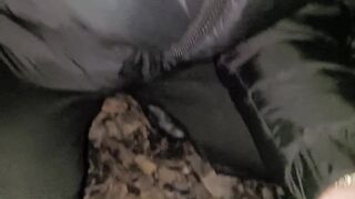Tonguing jizm from used rubber I found