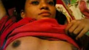 Gorgeous and cute dark skin Desi teen filmed on the bed