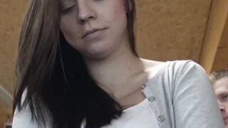 Brunette cheats on her boyfriend for cash at a bowling place