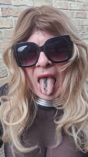 Slut becoming human ashtray