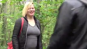 Slutty cougar shares her hot body with an unknown dude in the woods