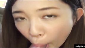 ”Naughty Japanese dorm hottie licking & sucking shaft like lollipop”