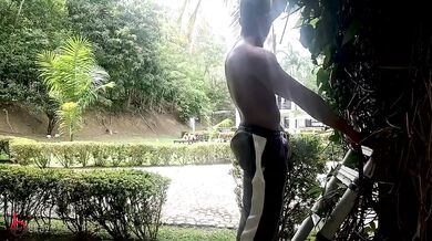 Voyeuristic gardener fucks boss outdoors rough hardcore anal bbc