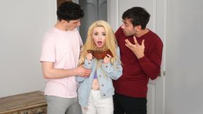 Hot blonde Lola Fae's tight ass filled by stepbrothers in rough anal threesome