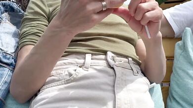 Naked nipples peeking through sheer shirt in crowded beach bar public exhibition