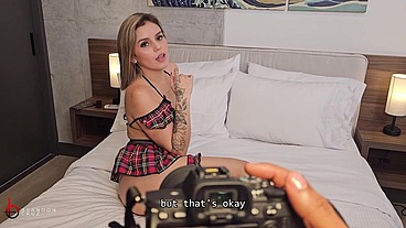 Photographer with huge cock fucks hard a teen model slut - Brandon Cruz