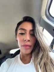 Hot Latina Babe Flashes Abs and Smiles in Car and Beach Selfies