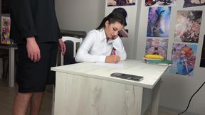 Unsuspecting Teen Studying, Big Dick Teacher's Assistant Seeds Innocence during Tutoring Session
