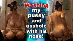 Real homemade femdom humiliation - Amateur EXPERIENCED ONE wife trains bathroom slave