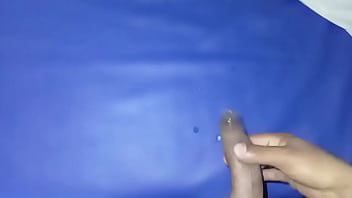 masturbation and ejaculation cum on mattress with leather cover in bed