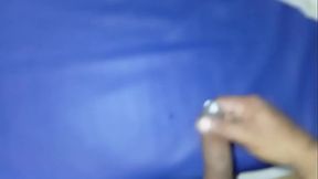 masturbation and ejaculation cum on mattress with leather cover in bed