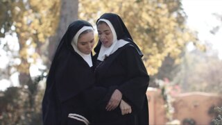 Lesbian nuns get freaky with each other outdoors