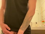 Big cocked man pissing in the toilet - hot