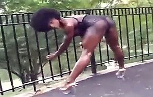 Sexy ebony body builder showing off and flexing