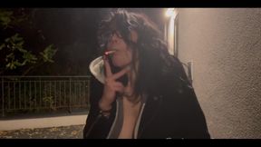 Smoking at Cold Night After Shooting