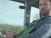 Horny farmer wanking on his tractor