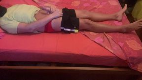 boy playing with his dick in bed