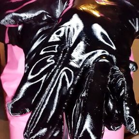 JessicaXD - Pink PVC Dress &amp; Black PVC Gloves