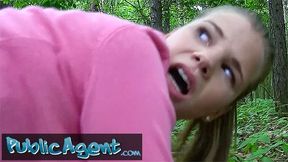 Public Sex Shy College Teen Fucks for Cash Outside in a Forest