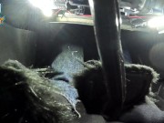 DRIVING IN SOCKS BACK PEDAL VIEW