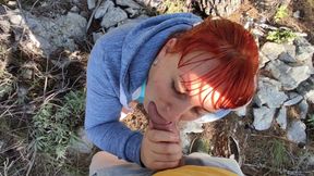 Outdoor sex. Hard fucking redhead horny curvy stepmom in the park