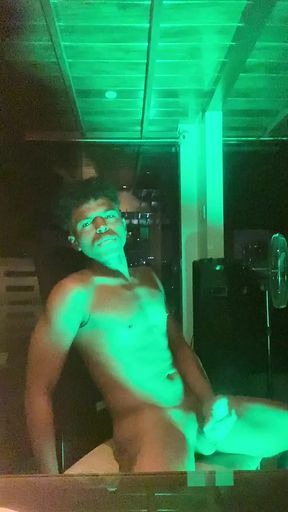Black dude jerk off in front of the camera