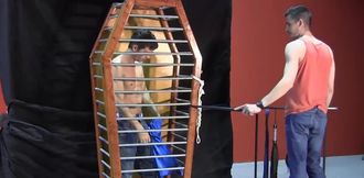 Caged boy lets his horny master play the kinkiest games with him