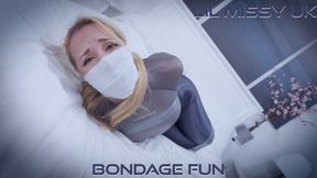 Lil Missy UK - Bondage Fun 4K ( Tape Bondage , Glossy Outfit , Tape Gagged , Clear Tape Gag , Wrap Gagged , Hogtied