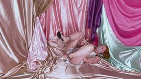 Satin Prison: Gagged, Chained, Cumming, & Footjob