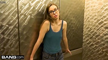 Nerdy gamer teen Tali Dova takes a ride on a joystick
