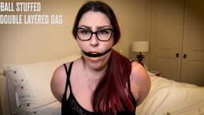 Lacey - Huge Ball Stuffed Layered Gag 4K ( Self Gag , Ball Stuffed Gag , Cleave Gag , Clear Tape Gag )