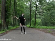 Femboy strips NAKED and PISSES on the forest road | Ashley Lust