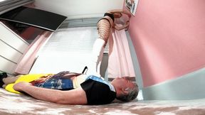 Kinky PVC Outfit & Boots Trampling Danielle FLOOR CAM (4K)