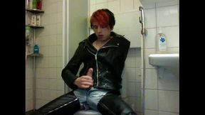 Boy - leather jerk-off