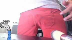 precum leaking thru red uniqlo boxers - BE MINE