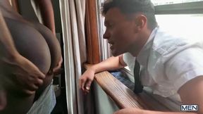 Bruno Cartella sneaks up to Ty Shine's window hard watching his big cock raw fucking
