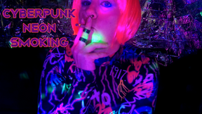 Cyberpunk NEON Aesthetic Pink Hair Smoking