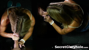 Tanned STEPMOM Summer Stevens has her gloryhole blowjob debut