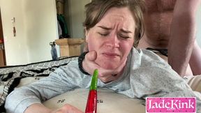 Submissive slut total domination - Candy in mouth, dick from behind