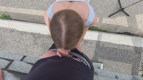 Public blowjob and sex on a bridge