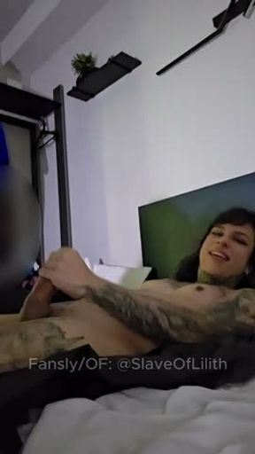 She fucks his ass, cums, then sets him on fire