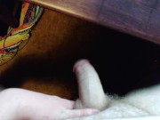 Big Thick White Cock Stroking and slapping table straight guy