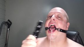 Sloppy Deepthroat of 18 Inch Dildo with Mouth Gag Ring