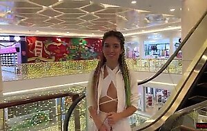 Crazy cumwalk in public shopping mall blowjob in public toilet