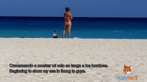 mostrando el culo en tanga por la playa y calentando a hombres, solo dos se animaron a tocarme
