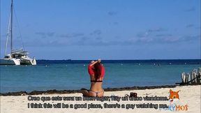 mostrando el culo en tanga por la playa y calentando a hombres, solo dos se animaron a tocarme