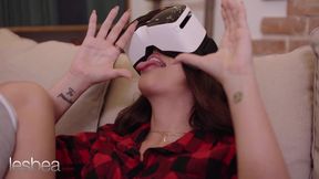 Busty brunettes had an unexpected lesbian fun on the couch