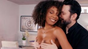 Sexy curly-haired ebony Olivia Jayy likes interracial dick-riding