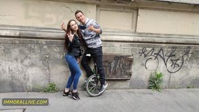 Petite Czech girl with big labia gets pounded in a taboo threesome